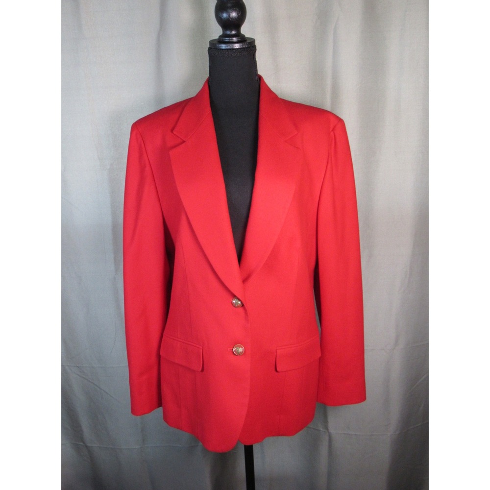 Pendleton Red 100% Virgin Wool Blazer Jacket Gold Crest Buttons Made in USA